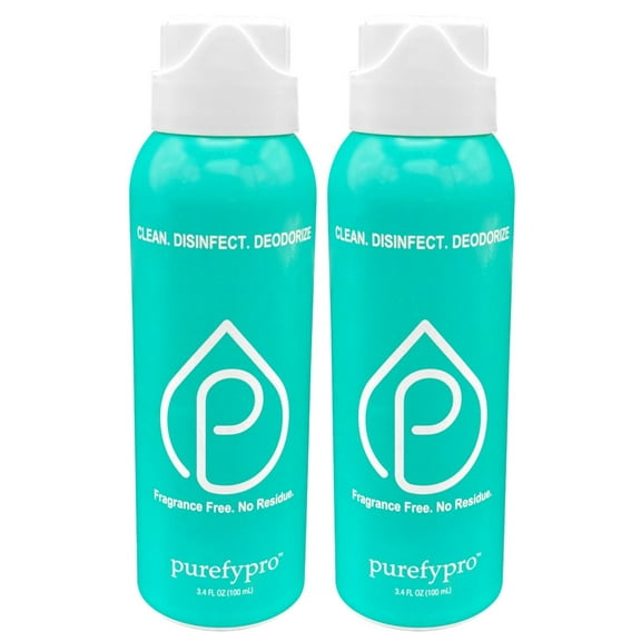 Purefypro Disinfectant Airesol Spray (100ml, 2 Pack) Eliminate 99.9999% Virus and Germs. No Residue. TSA Approved for Travel. No Rinse. Travel Size. Suitable for All Surfaces.