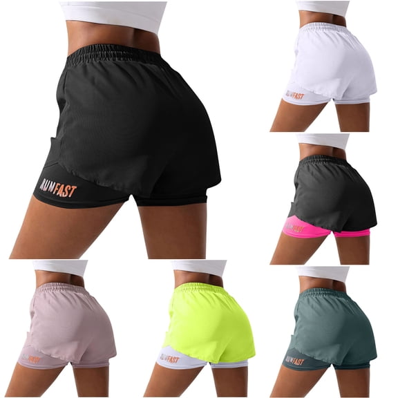 Women's Mid-Waist Breathable Running Shorts with Liner, Quick Dry Compression Shapewear, Athletic Mesh Inner Shorts, Fits for Yoga, Training, Gym, | TruBelle,Black L