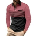 thumbnail image 2 of Long Sleeve Golf Shirts for Men Button Collared T-Shirts Mens Casual Color-Block Pullover Comfort Business Work Shirt Tops, 2 of 5