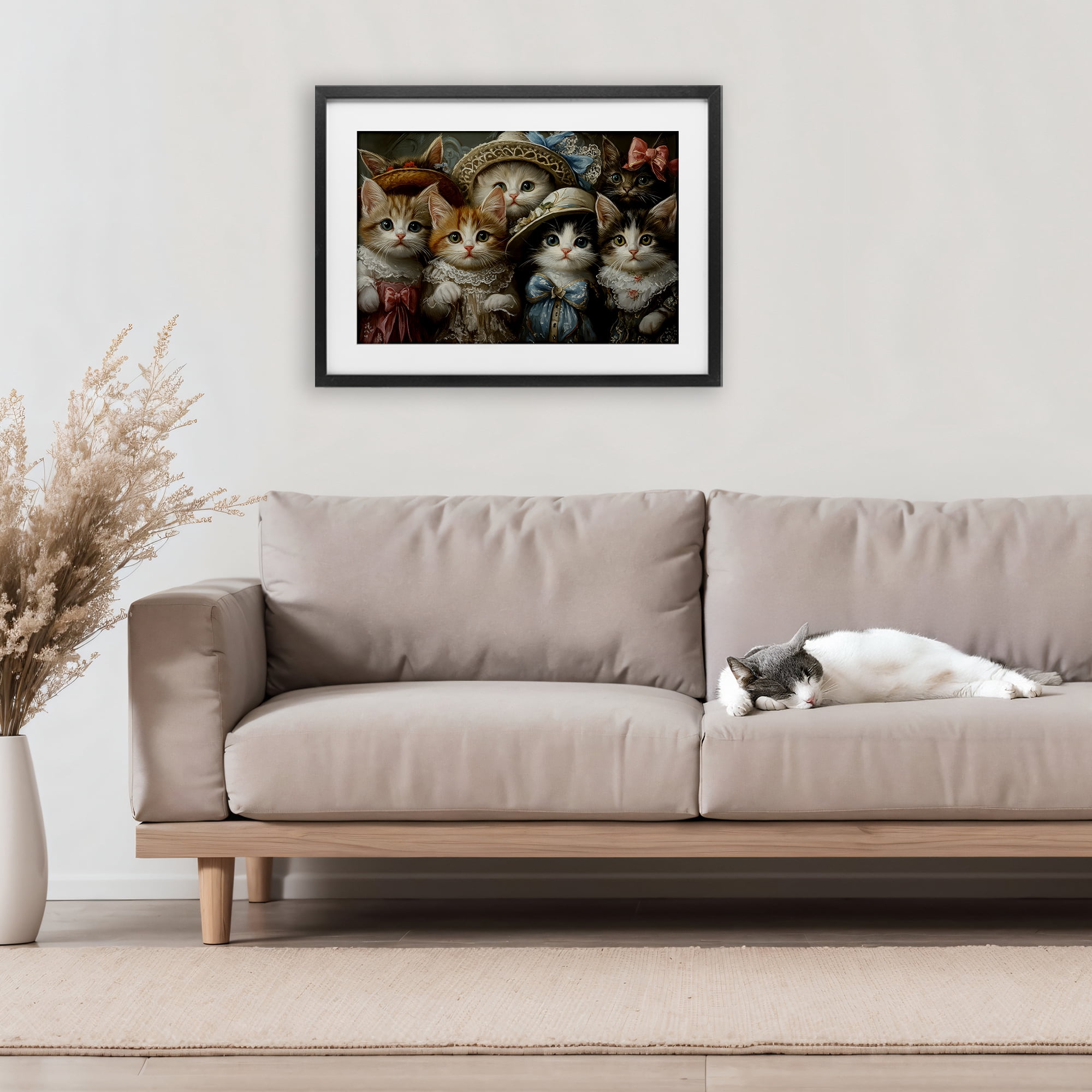 Stupell Industries Fashionable Vintage Cats Black Framed Print Under Glass, design by The Wands Want