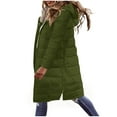 thumbnail image 6 of Nfurl Winter Coats for Women Plus Size Thicken Fleece Lined Full Zip Long Puffer Jackets with Plush Hood Warm Ladies Quilted Padded Coat Army Green XXXL, 6 of 9