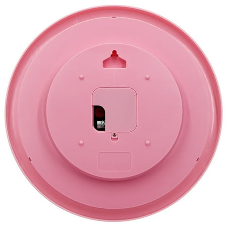 Pointer Number Time Cartoon Silent Creative Round Wall Clock Child Bedroom Children Non Tick Bell for Living Room Bedroom Children's Room (Pink)