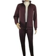 thumbnail image 4 of Men's Monte Carlo Turkey Jogging Suit 2pc Jump Set Stretchable 95164 Burgundy, 4 of 11