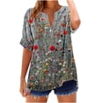 thumbnail image 2 of Jjayotai Womens Short Sleeve Summer Tops, Casual V Neck Button Down Shirts, Loose Fitted Boho Graphic Tees Fashion, Blouses for Women Dressy Casual Multicolor^1 L, 2 of 5