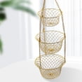 thumbnail image 5 of Hanging Fruit Basket Kitchen Vegetables Holder Stand Storage Organizer Rack; Golden, 5 of 8