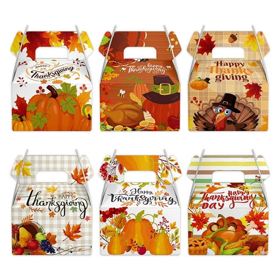 Thanksgiving Candy Snack Boxes With 6Pc Set, 3D Pumpkin Design And Paper Material For Party Favors And Decor 9.84X6.89X1.97In 0.44Lb
