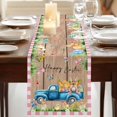 thumbnail image 3 of Table Runners 72 Inches Long Dress Scarves, Pink Plaid Easter Farmhouse Kitchen Table Runner, Coffee Tablerunners, Blue Truck Spring Floral Bunny Wooden 14x72 Inch, 3 of 9