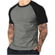 thumbnail image 1 of Camisetas Mens Moda Empalme Manga Corta Cuello Redondo Blusa Superior, Poliéster Ligero para el Uso Diario Y de Primavera Casual, 1 of 9