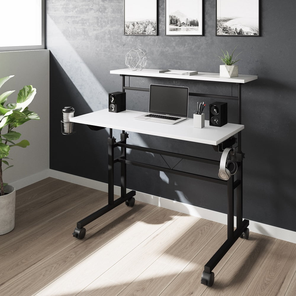 Details about   Standing Desk Height Adjustable Sit to Stand Workstation w/Crank Handle White 