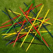 Hey Play 25-Piece Jumbo Pick Up Sticks Classic Wooden Game and Carry Bag