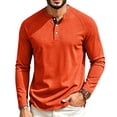 thumbnail image 2 of Men's Henley Shirts Long Raglan Sleeve Slim Fit Button T-Shirts Casual Pullover Tops with Pocket Saffron XL, 2 of 9