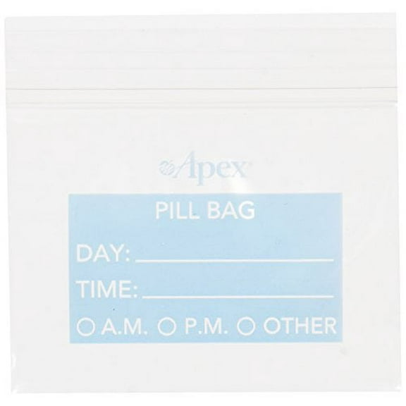 Carex Apex Pill Bags, 50-Count Medicine Organizer, Portable and Travel Friendly,