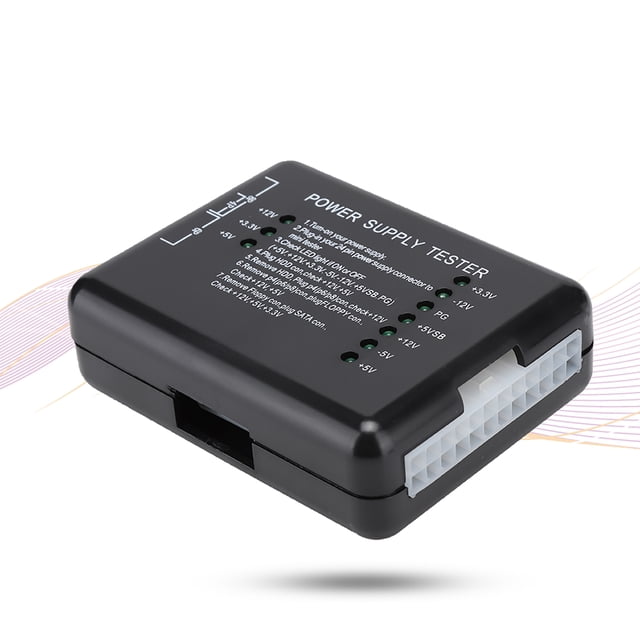 Probador de fuente de alimentación de computadora, negro Probador de fuente de alimentación de PC de computadora Probador de fuente de alimentación ATX Valor excepcional