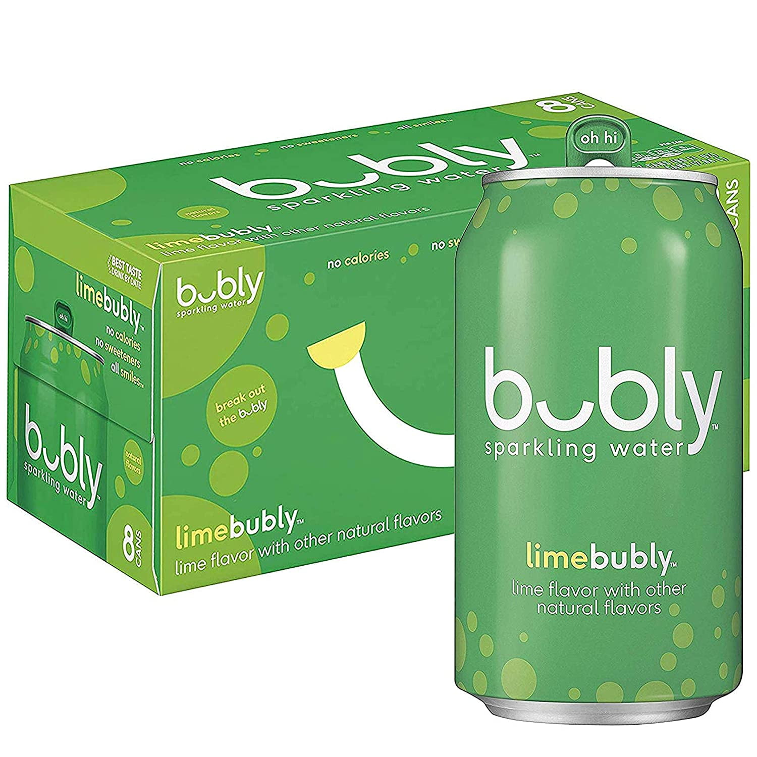 bubly Lime Flavored Sparkling Water, 12 oz, 8 Pack Cans