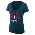 thumbnail image 2 of Women's G-III 4Her by Carl Banks Navy Minnesota Twins Super-Slim Fit Lightweight City Graphic V-Neck T-Shirt, 2 of 5