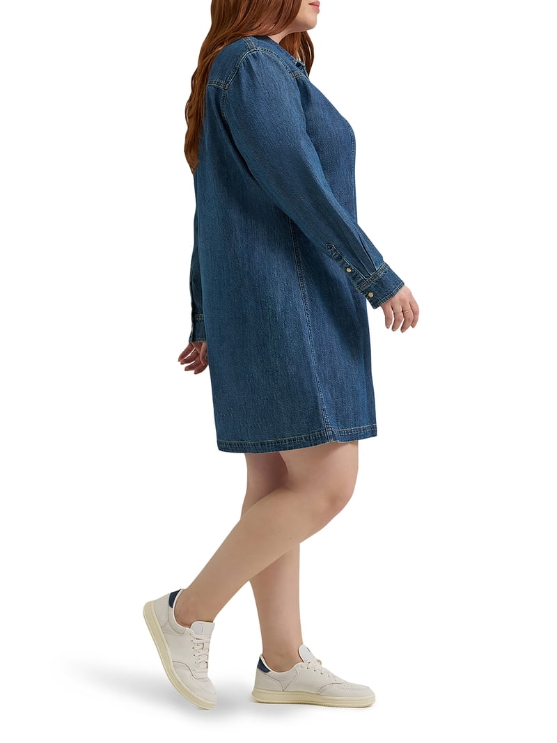 white christmas dresses Lee Women Western Denim Maxi Dress Dark Magic Blue