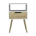 thumbnail image 5 of White & Light Oak Nightstand with Open Shelf & Drawer Elegant Furniture for Your Bedroom, 5 of 7