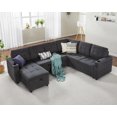 thumbnail image 4 of VANACC 110 inch Sleeper Sofa with USB & Cup Holders, U-Shaped Couches for Living Room- Linen, 4 of 5