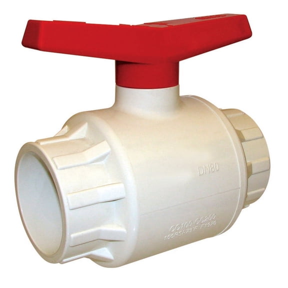 Mueller 107-640 Plastic Ball Valve, White, 3"