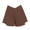thumbnail image 4 of Comdrip Running Shorts for Women, Ladies' Butterfly Shorts with Pocket Sports Shorts 2 in 1 Elegant Running Shorts Casual Shorts Ruffle Shorts Women Brown L, 4 of 5