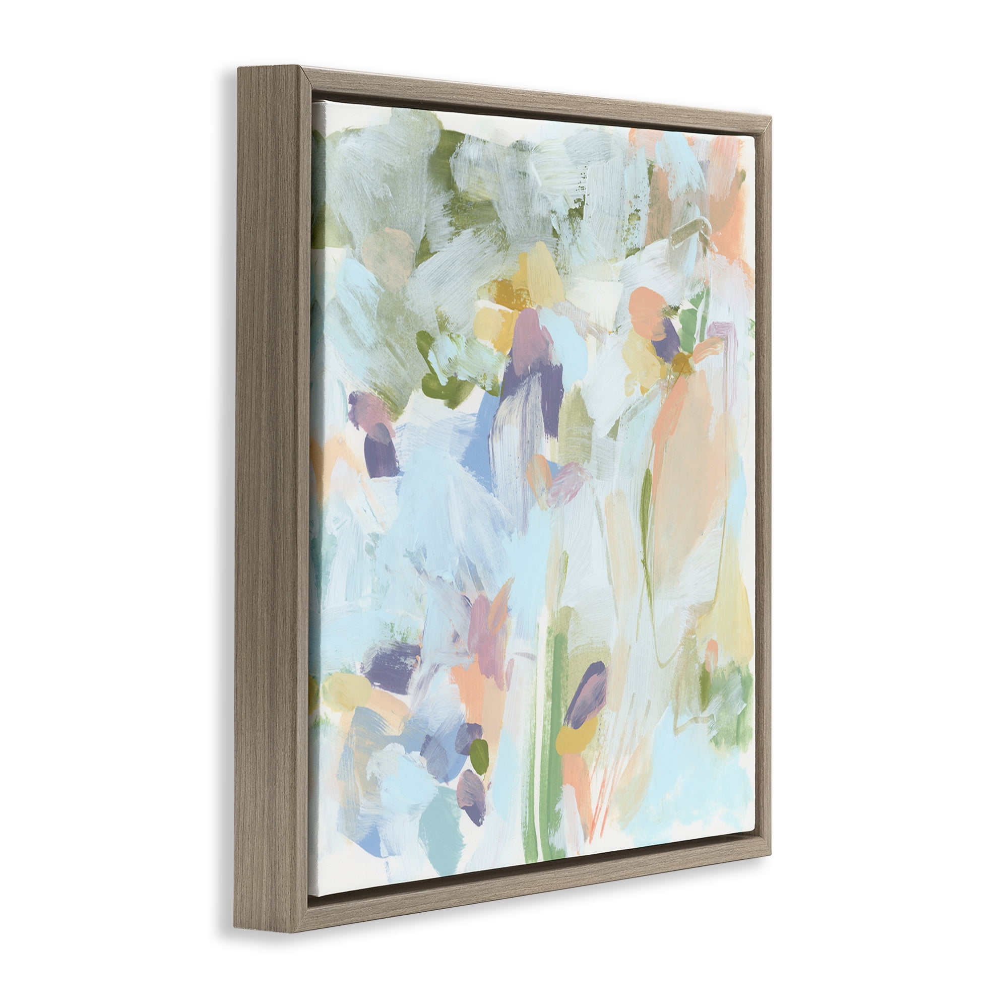 Stupell Industries Chaotic Pastel Arrangement Abstract Painting Brown Floater Framed Canvas Art Print Wall Art, 25 x 25
