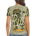 thumbnail image 3 of Fuzoiu Dinosaur Print Women's V-Neck T-Shirt,Women's Short Sleeve Top, Comfortable for Work, Leisure, and Sports, 3 of 7