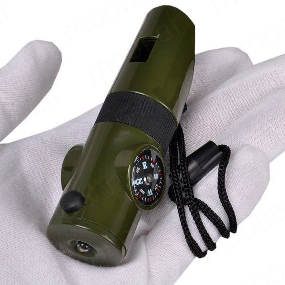 10 in 1 Outdoor Hiking Camping Survival Military LED Compass Thermometer Whistle