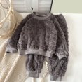 thumbnail image 2 of KAUOD Kids Fuzzy Sweater Pants Set 2 Piece Fleece Thick Warm Pullover Tops Joggers Pants Outfits Boys Winter Padded Clothes, 2 of 4