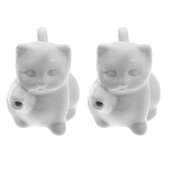 EeaseMX 2 teteras de cerámica para leche con forma de gato, jarras de leche, tazas de café con forma de flor