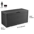 thumbnail image 4 of Dextrus Deck Box: 100 Gallon Patio Large Storage Cabinet Large Resin Patio Storage for Outdoor Pillows, Garden Tools and Pool Supplies, Waterproof, Lockable | Dark Gray, 4 of 5