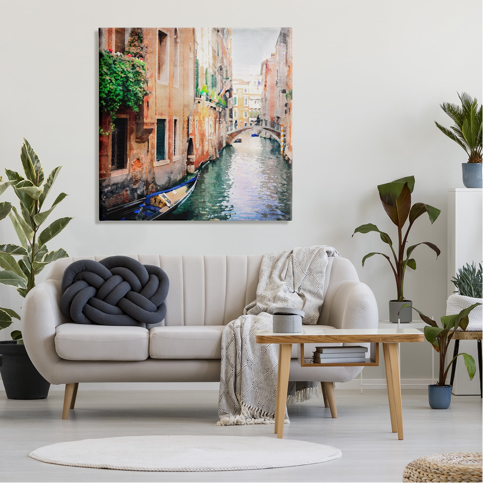 Stupell Industries Gondola in Canal Travel & Places Painting Gallery Wrapped Canvas Print Wall Art, 36 x 36