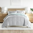 thumbnail image 3 of Noble Linens Soft 3-Piece Aqua & Gray Reversible All Season Lightweight Down Alternative Comforter Set, Full/Queen, 3 of 12