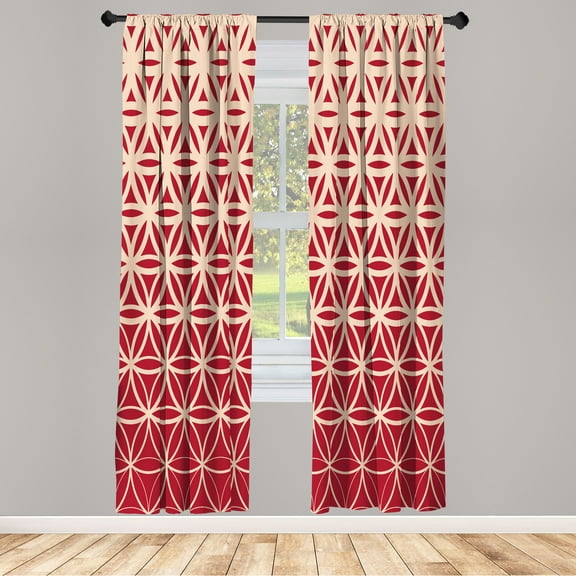 Ambesonne Abstract Curtains, Retro Ombre Pattern Print, Pair of 28"x84", Dark Pink