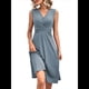 thumbnail image 2 of Vestido de Verano para Mujer, Cruzado, con Escote en V, Sin Mangas, Acampanado, Gris Pizarra, Talla L, 2 of 9