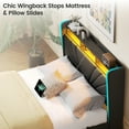 thumbnail image 3 of Greenstell Upholstered Twin Bed Frame with Storage Headboard, Charging station, LED, Easy Assembly, Black, 3 of 6