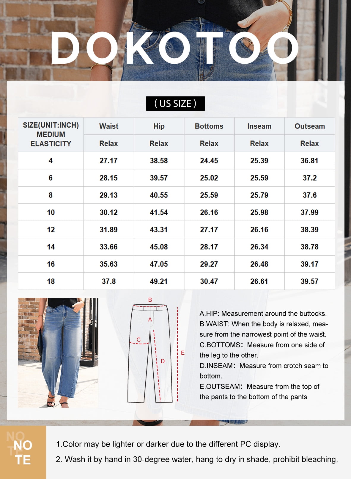 DOKOTOO Women's Barrel Jeans Mid Rise Vintage Y2k Baggy Boyfriend Jeans Loose Ankle Denim Stretch Pants Blue Size 10