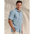 thumbnail image 2 of Havanera Men's and Big Men's Yarn Dyed Panels Short Sleeve Linen Cotton Button-Down Shirt, Sizes S-5XL, 2 of 8