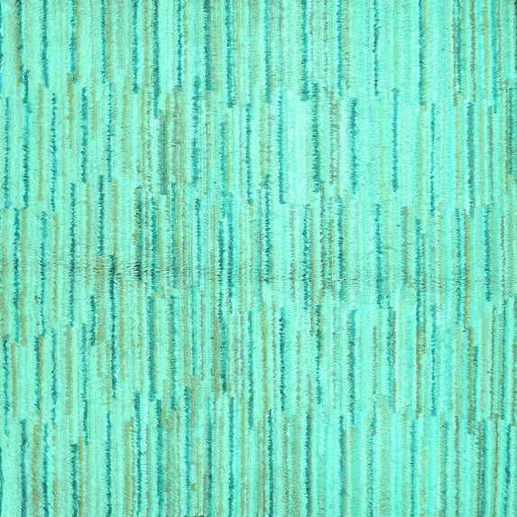 Ahgly Company Machine Washable Indoor Square Abstract Turquoise Blue Contemporary Area Rugs, 7' Square