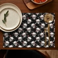 thumbnail image 5 of Black Red Skull Burst Pattern Summer Placemats Table Placemats Set Of 4-Linen Kitchen Washable Placemats Table Mats 11.8"x17.7" Non-Slip Heat Resistant, 5 of 6