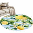 thumbnail image 2 of Round Area Rug 4ft,Summer Lemon Green Leaves Flower Washable Carpet Non-Slip Runner Accent Rugs Indoor Floor Mat for Bedroom Living Room Decor,Watercolor Blue Stripe, 2 of 9