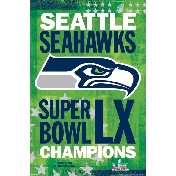 NFL Seattle Seahawks - Super Bowl LX Team Logo Wall Poster, 22.375" x 34"