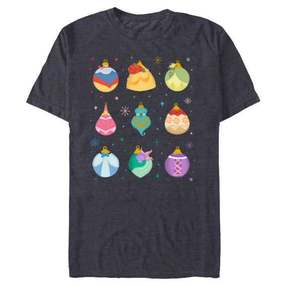 Disney Princess Holiday Enchanting Christmas Ornaments - Short Sleeve Blended T-Shirt for Adults - Customized-Navy Heather