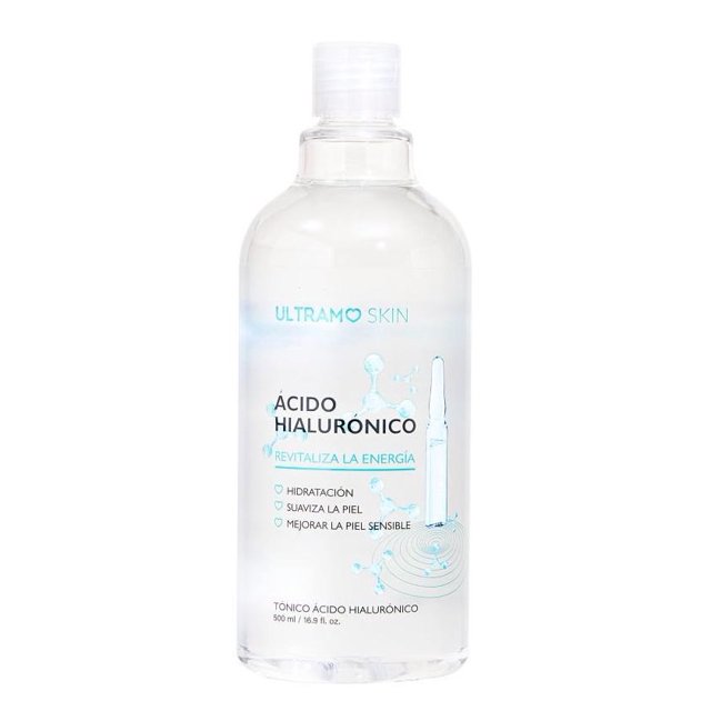Tónico Facial Ácido Hialurónico Hidratación Profunda Piel Suave, Luminosa y Protegida 500ML ULTRAMO