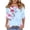 Sky Blue, variant on GERsome Womens Short Sleeve T-Shirts, Trendy 3/4 Ruffle Sleeve Crew Neck Floral Shirts Summer Loose Fit Business Casual Dressy Work Shirts, Sizes S-3XL