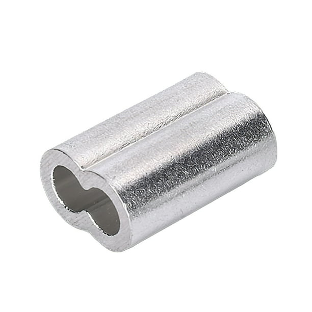 Doble Orificios Clip De Aluminio Plata Aluminio Crimpado Bucle Cable Virola Alambre Crimpado Manga Doble Orificios Cuerda De Alambre Virola Para Alambre Y Cuerda,28Pcs 8 Mm / 0.31 Pulgadas Moyic TO005652-10
