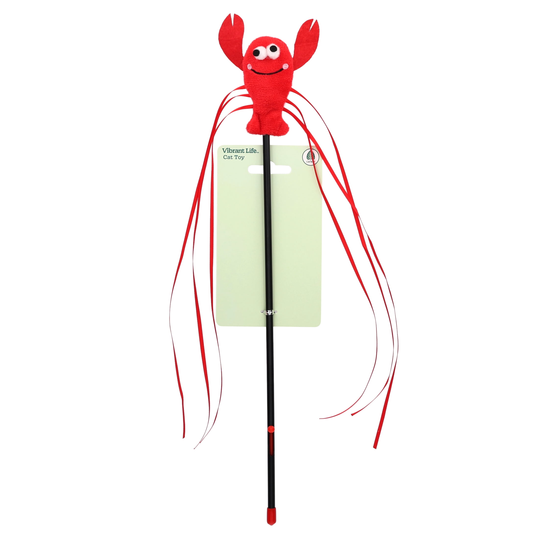 Vibrant Life Wiggle Lobster Wand Teaser Cat Toy with Catnip, 18"