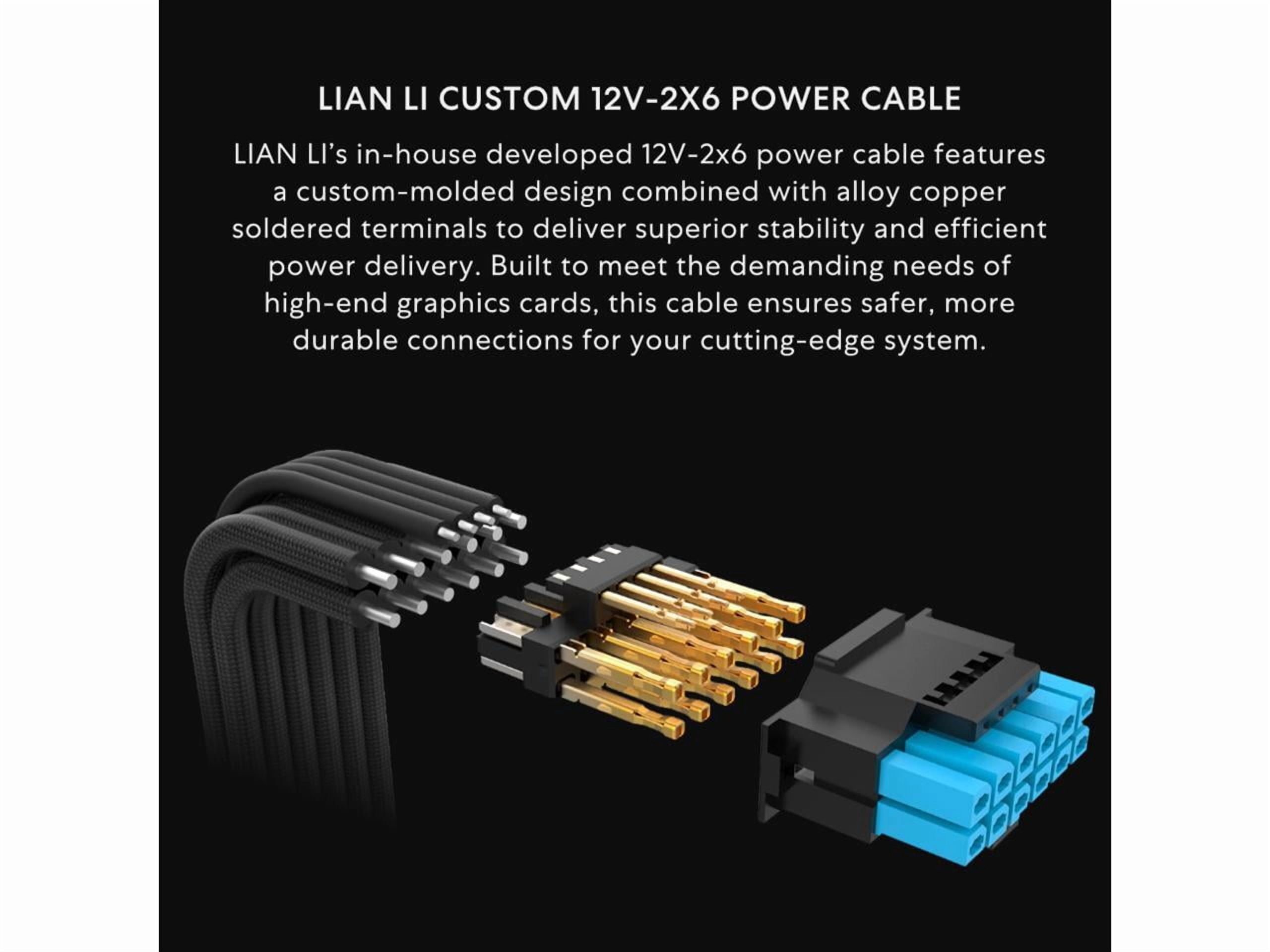 Lian Li SP V2 Gold - 750 Watt SFX Form Factor Power Supply with Native 12V-2x6 Cable - Low Noise - 80 Plus Gold Efficiency - ATX 3.1 & PCIe 5.0 Compliant - 92mm FDB Fan - 10-Year - Black (SP750G.B)