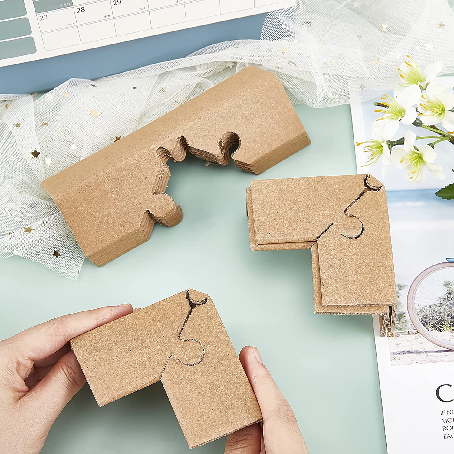 50Pcs 0.15x0.52x0.13Inch Adjustable Corner Protectors Kraft Paper Corner Protector Cardboard Corner Protectors for ShippingPackingMovingPaintingsBooks Photos Beige