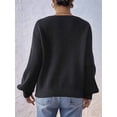 thumbnail image 2 of Osfvolr Women'S V Neck Oversized Long Lantern Sleeve Pullover Sweater Flower Embroidery Loose Fit Fall Outfits, 2 of 7