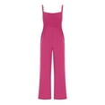 thumbnail image 6 of Jumpsuits for Women Casual Jumpers Summer Rompers Sleeveless Loose High Waist Wide Leg Overalls with Pockets 2024, 6 of 7